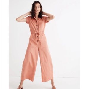 XS Madewell wide leg utility jumpsuit in coral